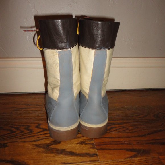 TIMBLERLAND Women's Lace Up Leather and Canvas Gray Combat Boots Size 9.5 - Picture 3 of 9